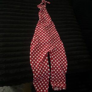 Red Polka Dot Halter Jumpsuit Capris